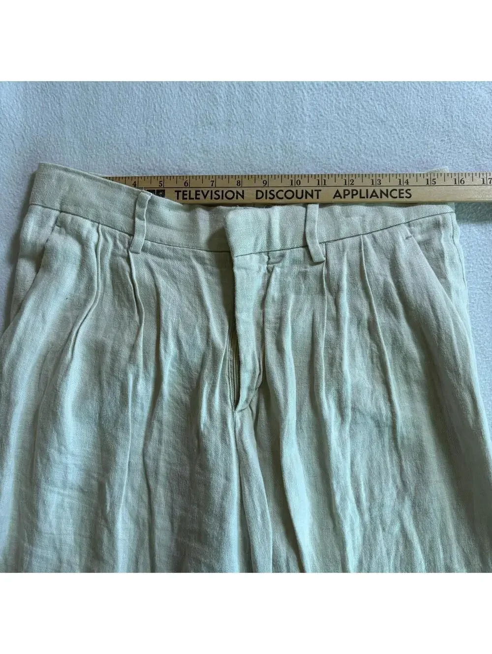 H&M Linen Wide Leg Pants Womens US 31 Fits Like 31X28 Beige Loose Trouser Casual